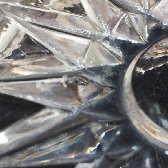 Vintage Cut Glass Bowl Clear Small Candy Nuts Relish Trinket Dish Starburst Etch - Picture 12 of 12